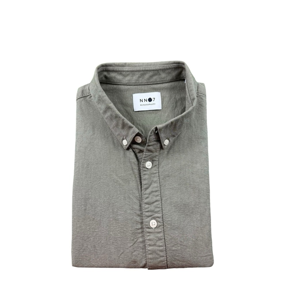NN07 No Nationality Sixten SS 5677 Stone Gray Cotton Button Front Mens XL